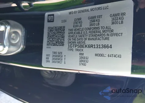 2024 GMC Canyon 2Wd Elevation z USA, uszkodzony, nr VIN 1GTP5BEK6R1313664